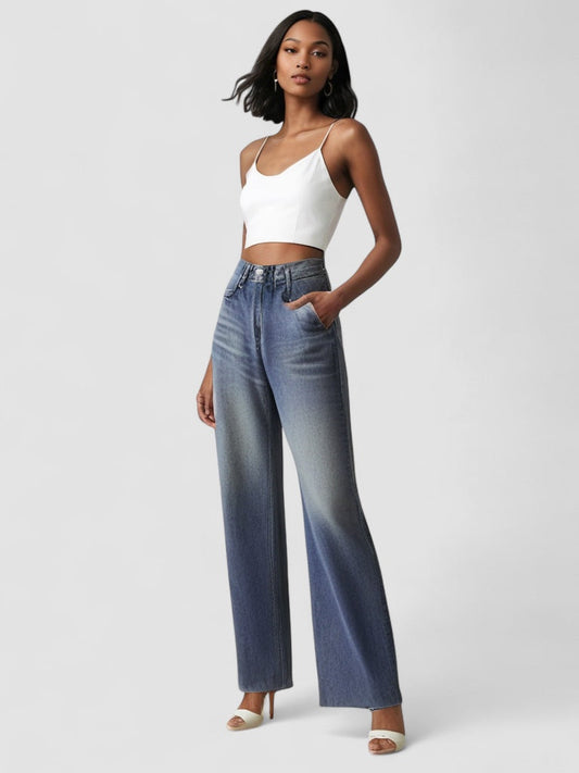 LJUSMODE™ | Jean Large Effet Usé