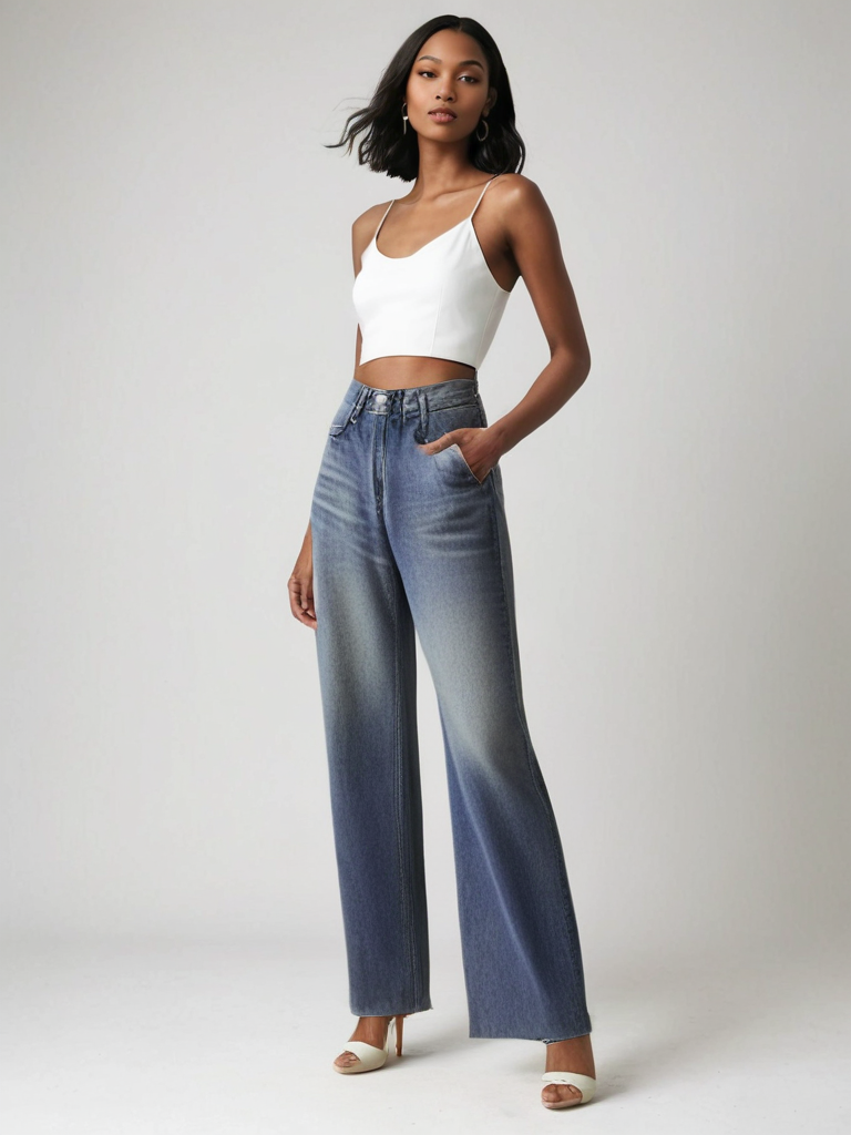 LJUSMODE™ | Jean Large Effet Usé