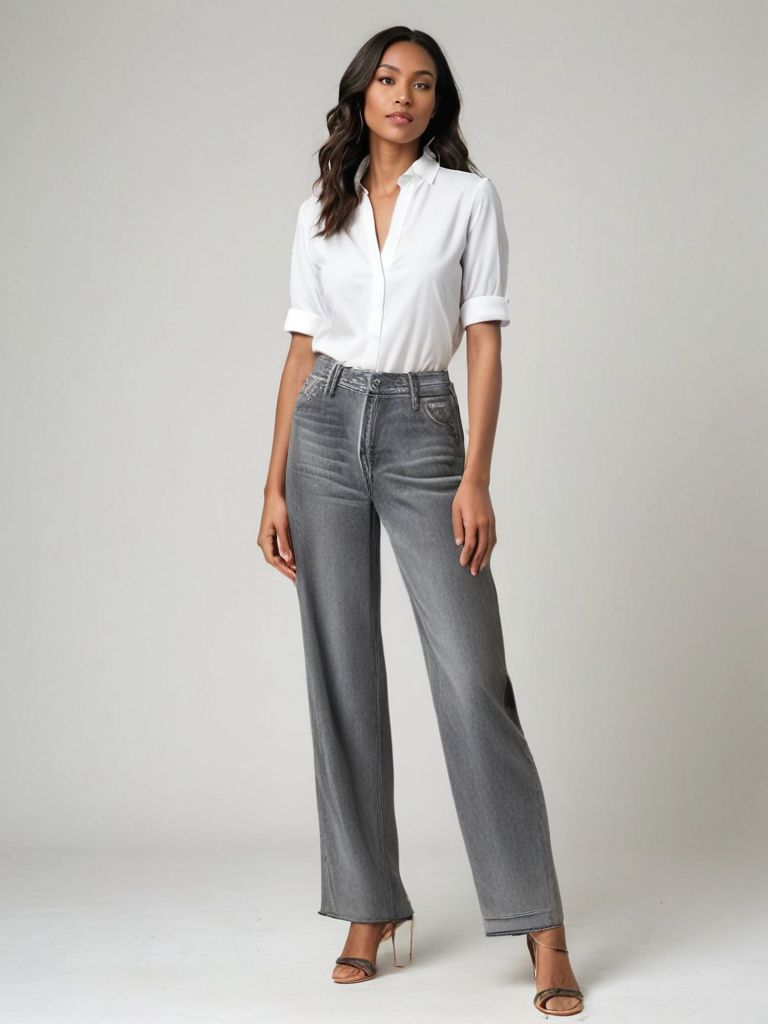 LJUSMODE™ | Grå Utställd Jeans