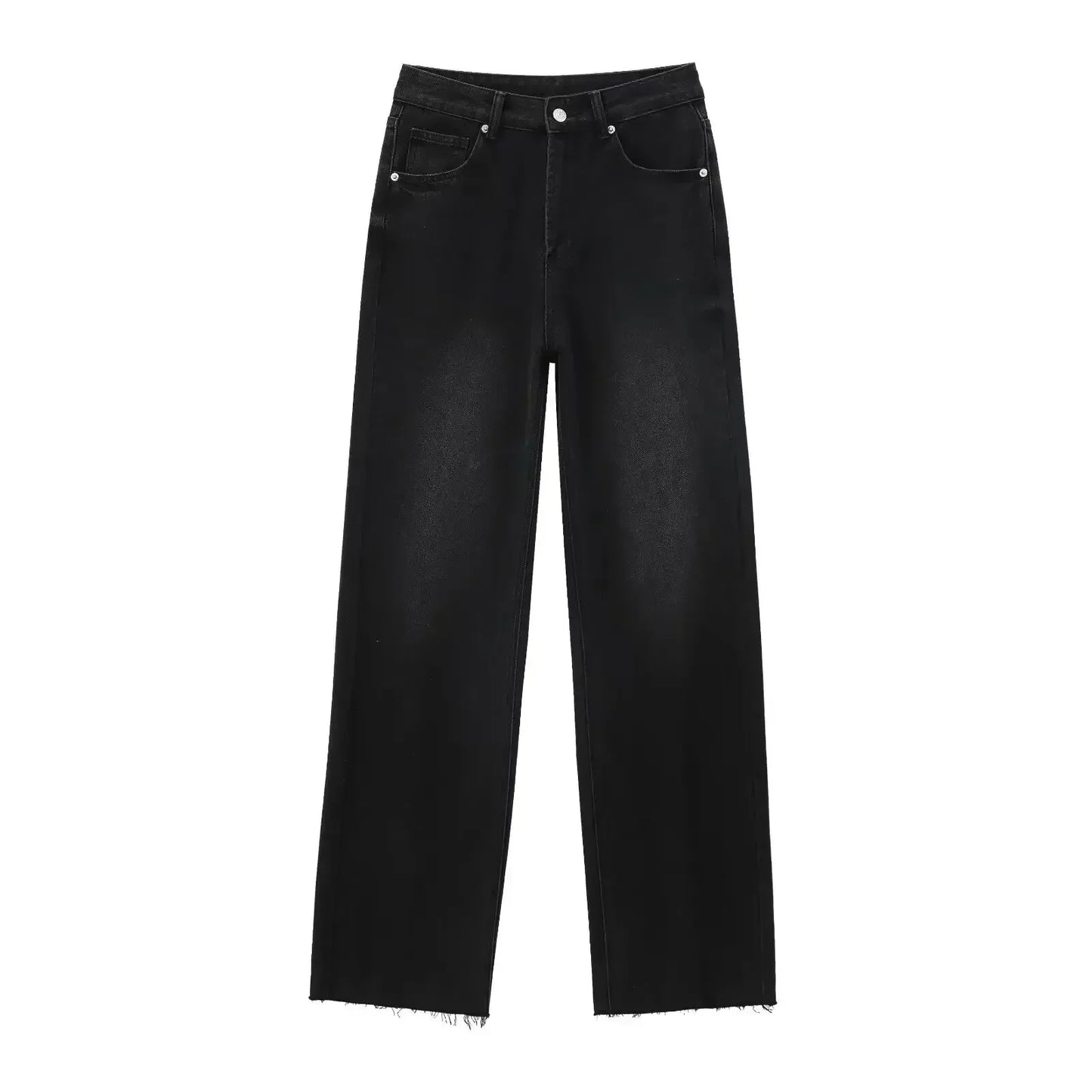 LJUSMODE™ | Elegant Svart Jeans med Rå Finish