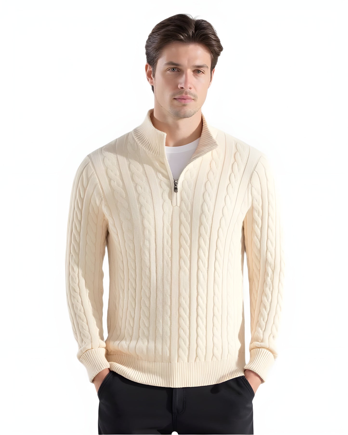Ljusmode ™ | Stickad Half-Zip Tröja