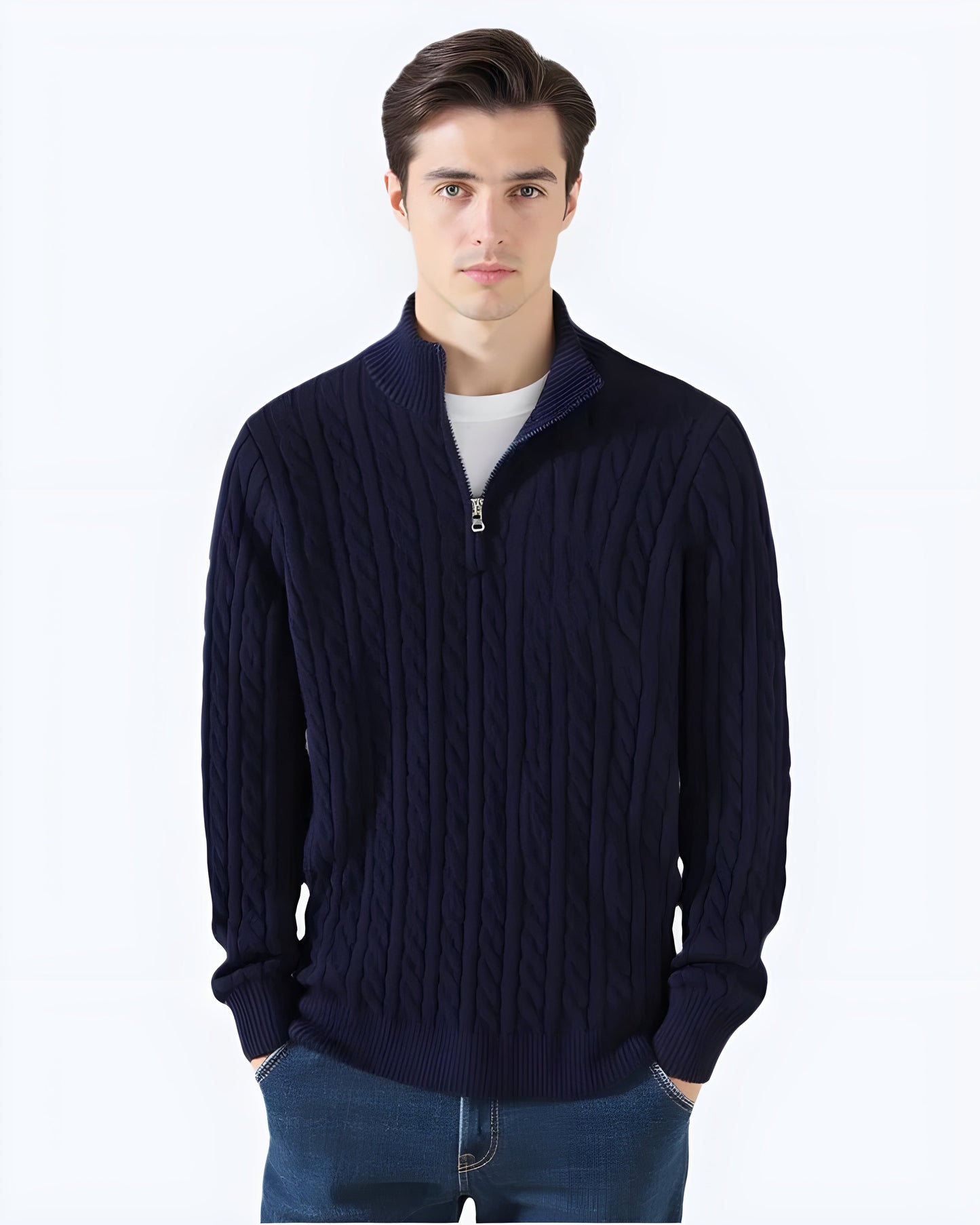 Ljusmode ™ | Stickad Half-Zip Tröja