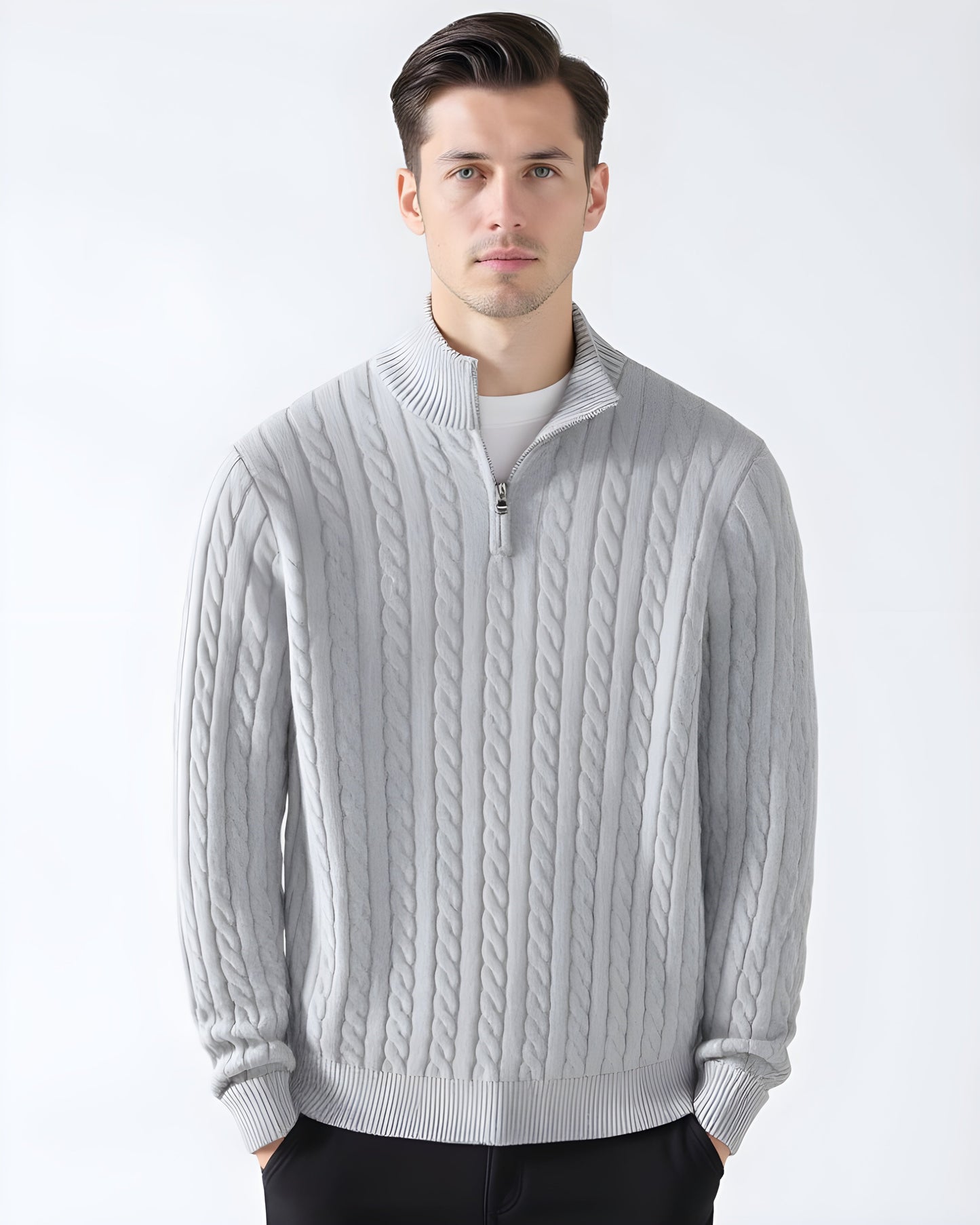 Ljusmode ™ | Stickad Half-Zip Tröja
