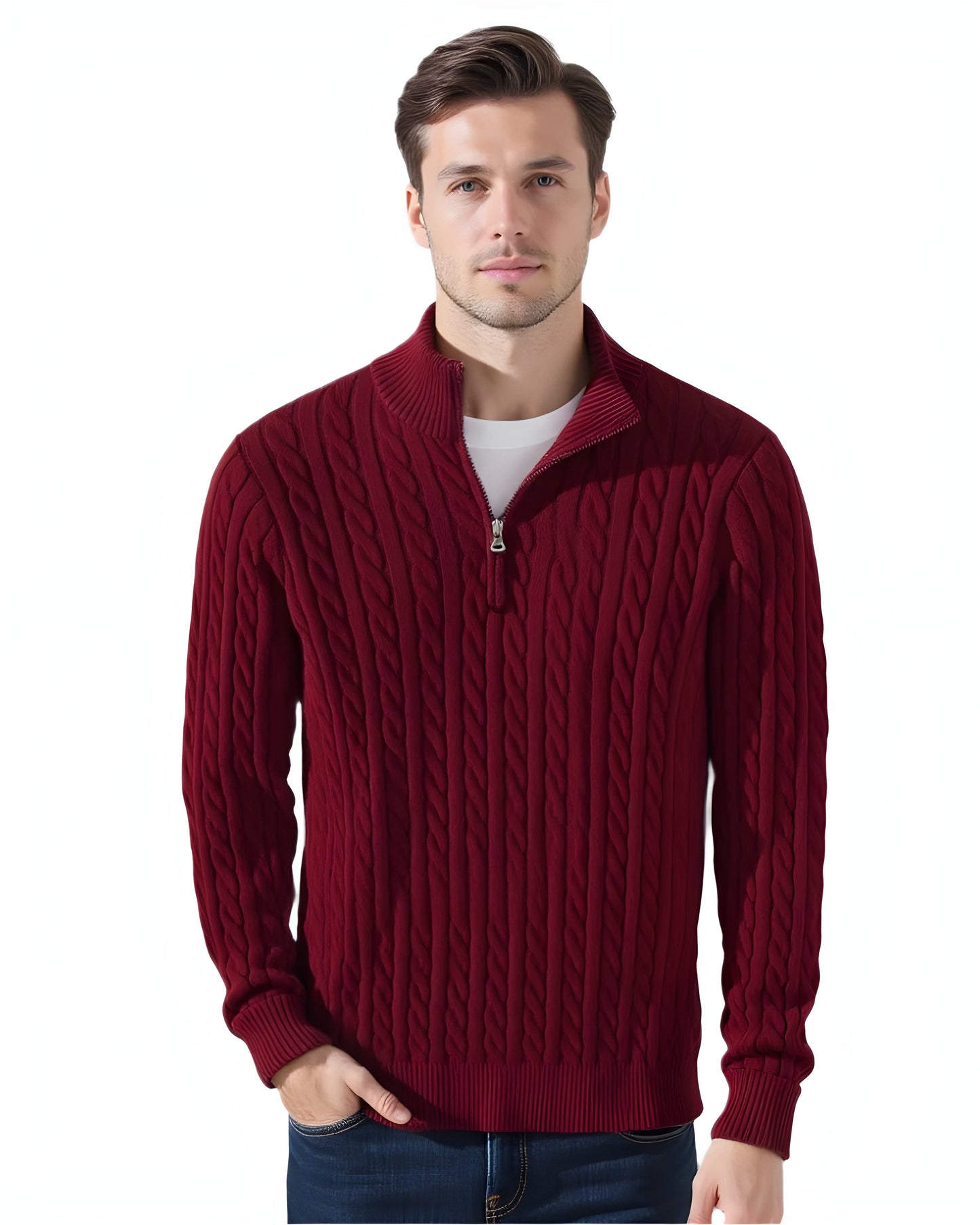 Ljusmode ™ | Stickad Half-Zip Tröja