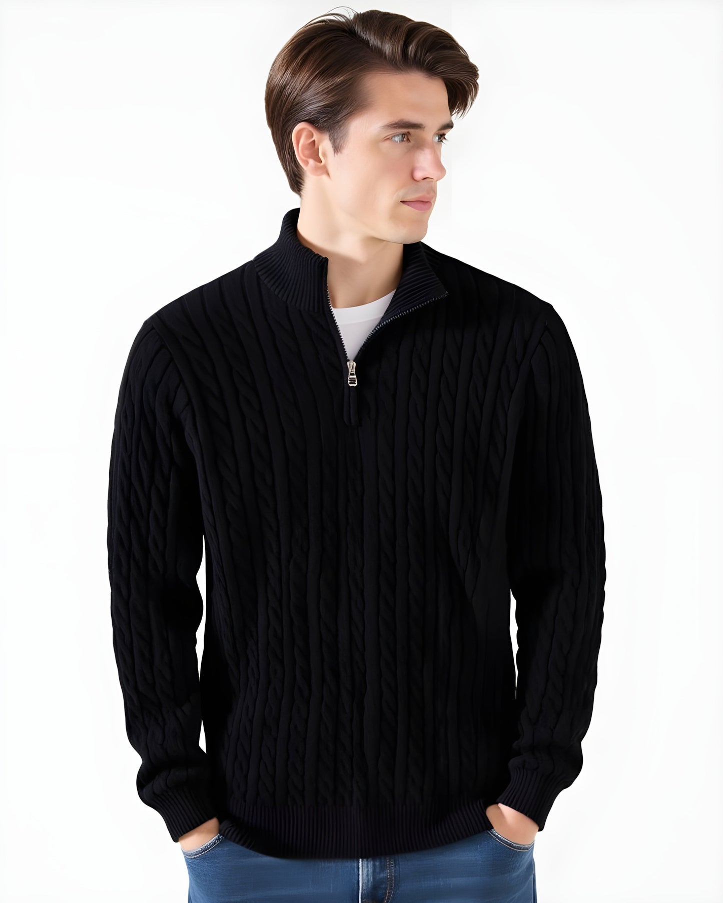 Ljusmode ™ | Stickad Half-Zip Tröja